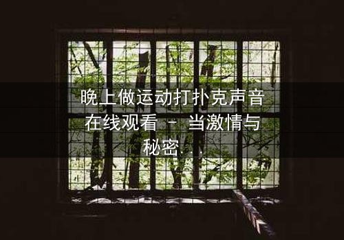 晚上做运动打扑克声音在线观看 - 当激情与秘密在深夜碰撞,真相令人窒息!